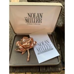 Nolan Miller Glamour Collection Rose Gold & Rhinestone Rose Brooch